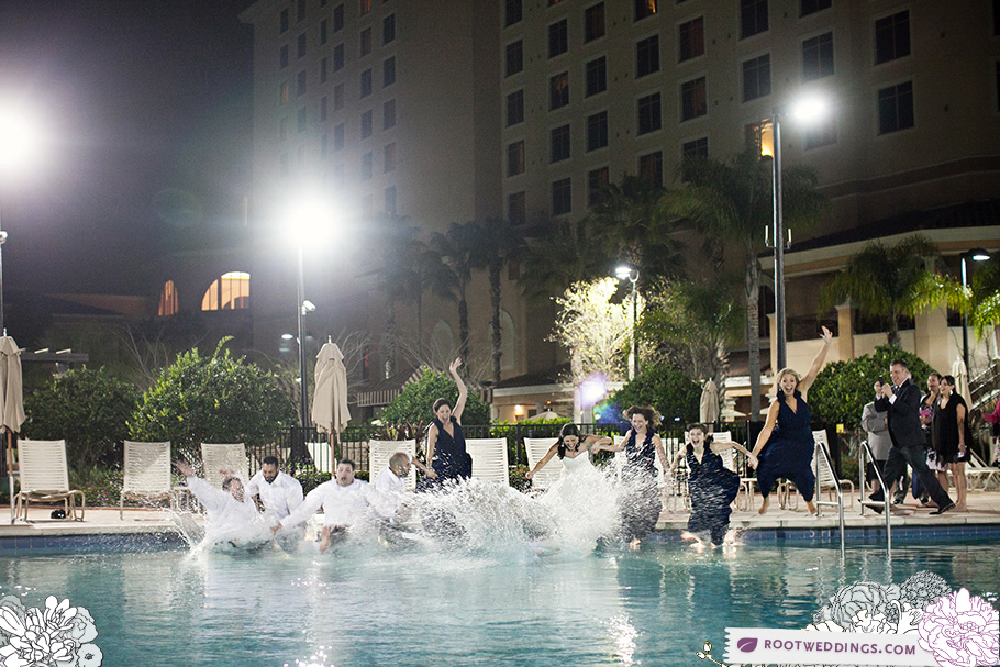 Bridal Party Pool Jump at Rosen Shingle Creek Orlando