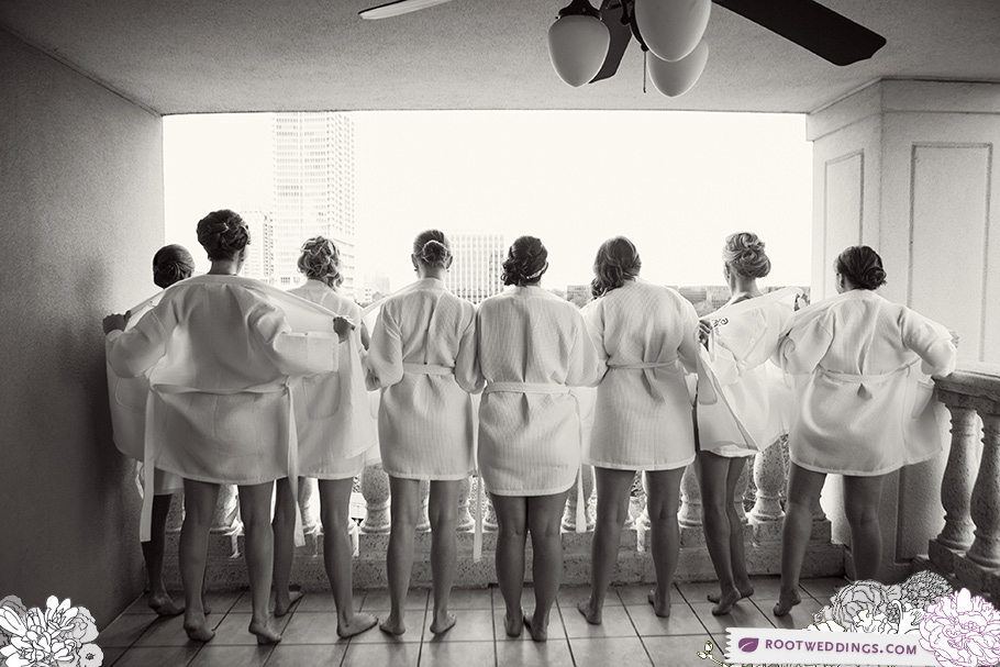 Embassy Suites Downtown Orlando Wedding Bridesmaids Flashing off Balcony