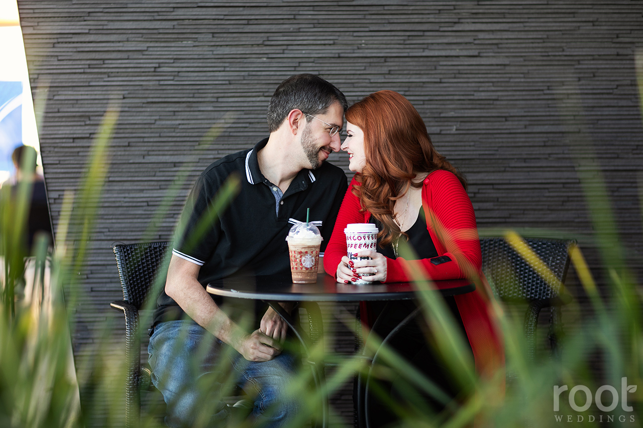 Starbucks Coffee engagement session at Disney Springs in Orlando