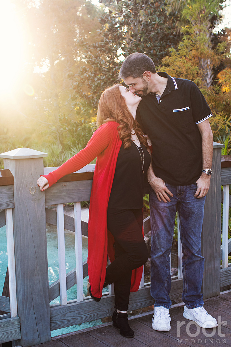 Sunset engagement session at Disney Springs