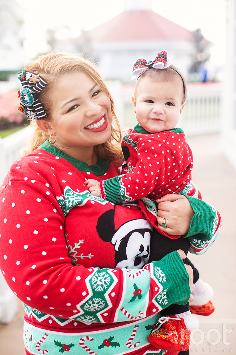 Root Lifers family in Christmas sweaters at the Grand Floridian
