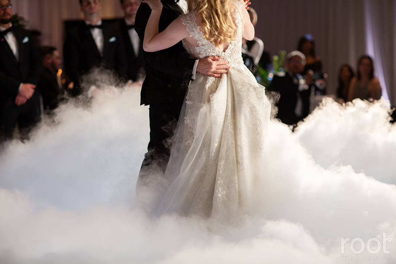 Wedding first dance with a fog machine