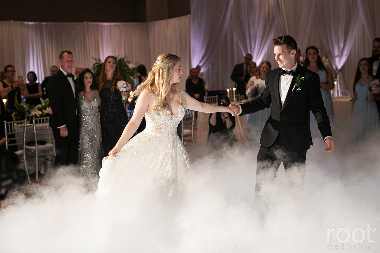 Wedding first dance with a fog machine