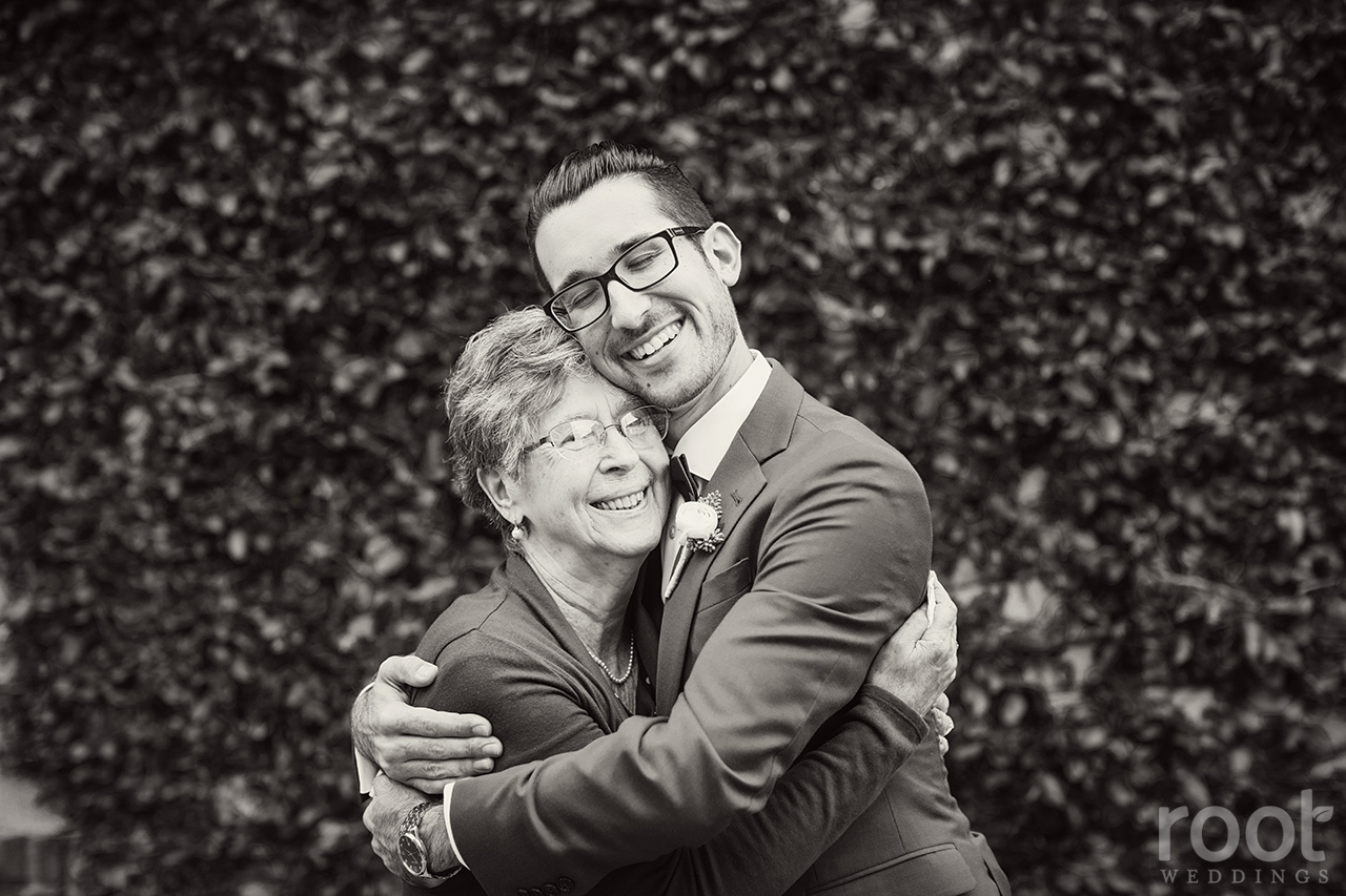 Black and white family photo at Bella Collina