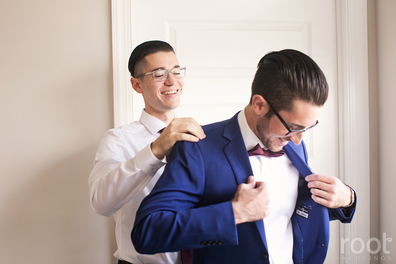 Groom getting ready at Bella Collina