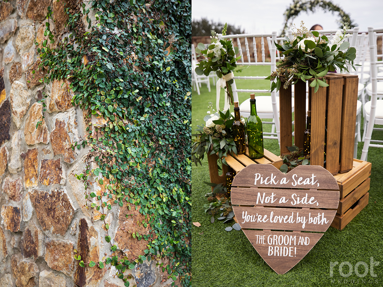 Pick a seat, not a side wedding ceremony sign