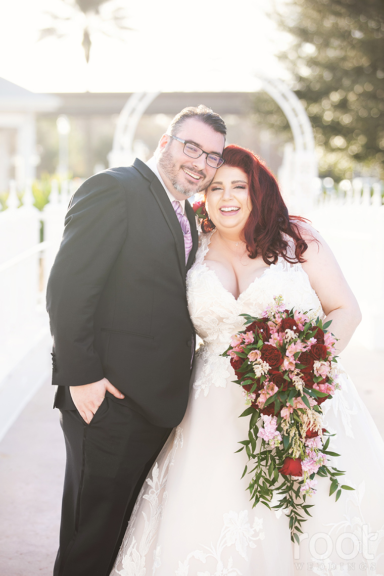 Relaxed bride and groom Wedding Pavilion portrait
