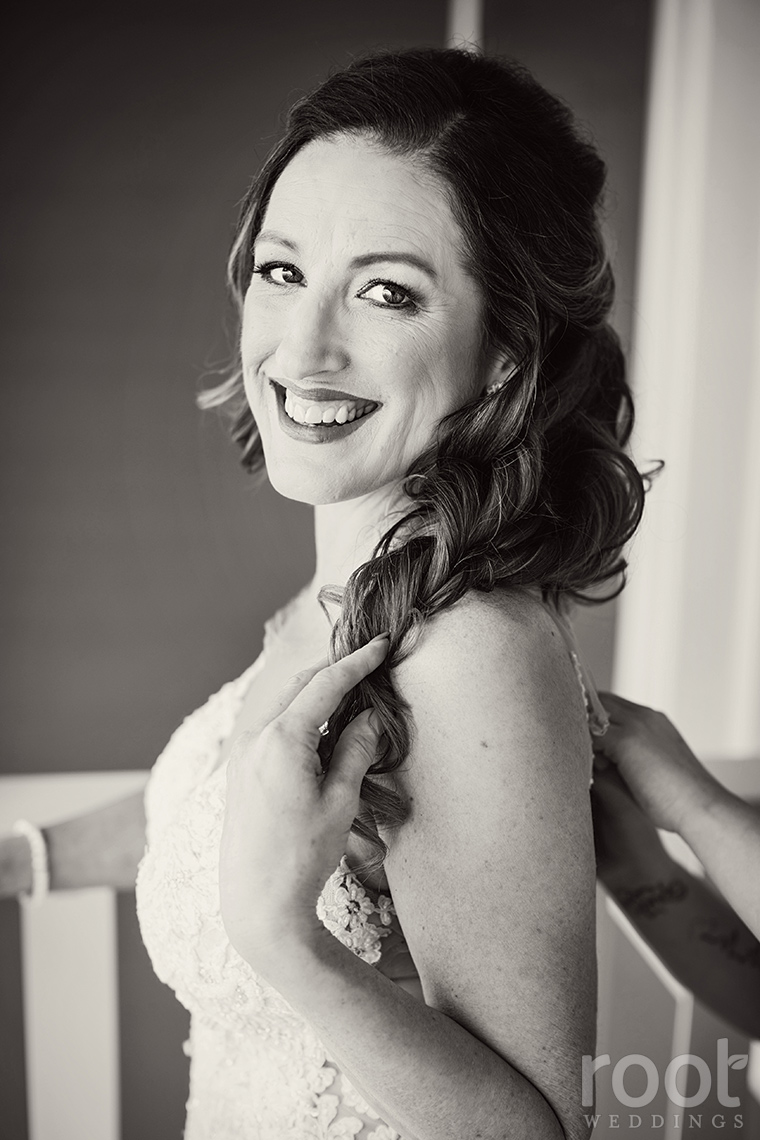 Bride getting dressed at Disney's Boardwalk