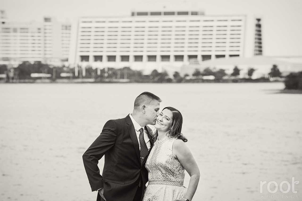 Couple kissing at Disney's Contemporary Resort