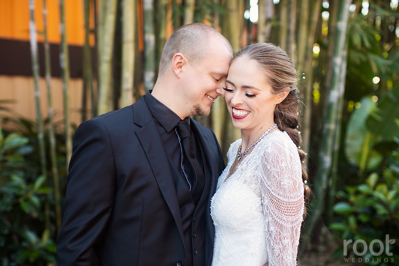 Bride and groom portraits at Disney's Polynesian Resort