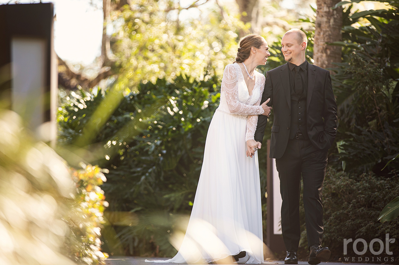 Bride and groom portraits at Disney's Polynesian Resort