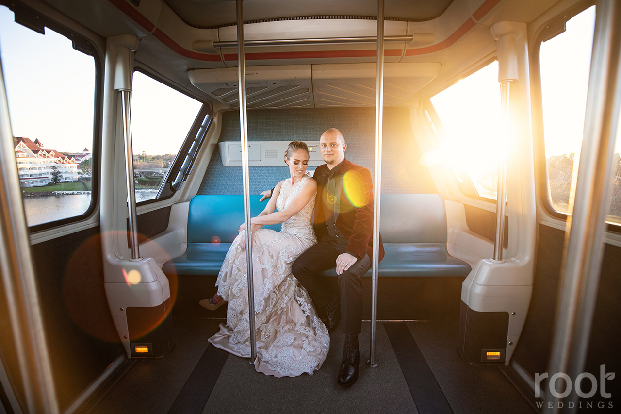 Disney Monorail wedding photos